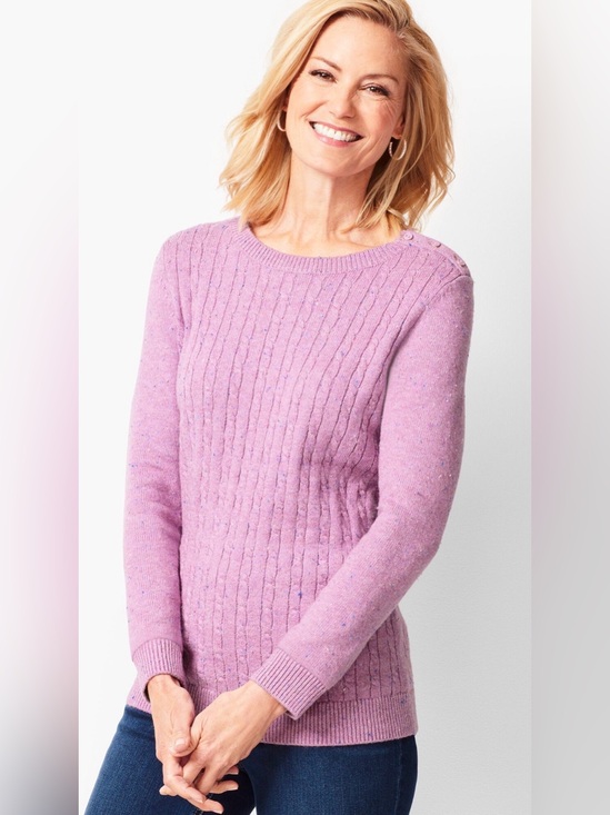 Talbots Sweaters - Talbots Cable Crewneck Sweater Donegal Heathered Magenta Size XL